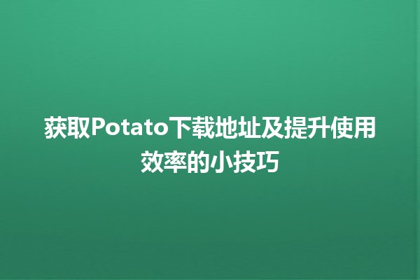 🍟 获取Potato下载地址及提升使用效率的小技巧 🚀