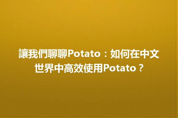 🍟 讓我們聊聊Potato：如何在中文世界中高效使用Potato？🍟