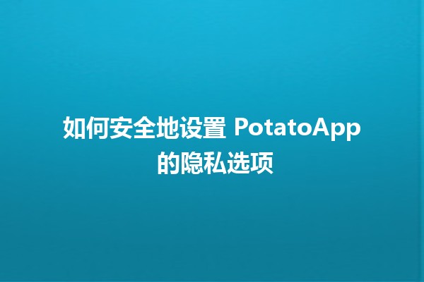 如何安全地设置 PotatoApp 的隐私选项 🔒🍟