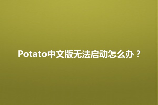 Potato中文版无法启动怎么办？🌟💻