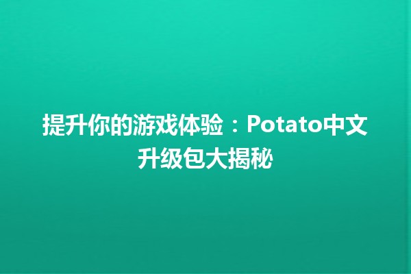 🌟提升你的游戏体验：Potato中文升级包大揭秘🎮