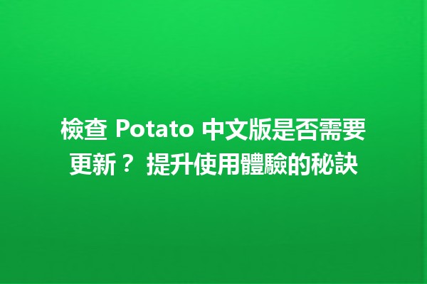 檢查 Potato 中文版是否需要更新？🥔🔄 提升使用體驗的秘訣