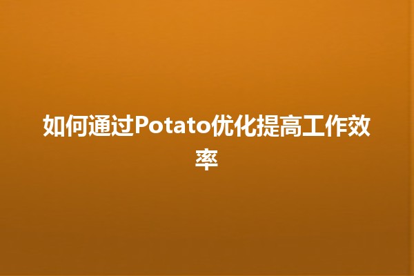 如何通过Potato优化提高工作效率 🥔✨