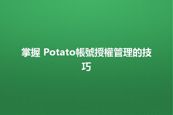 掌握🔑 Potato帳號授權管理的技巧📊