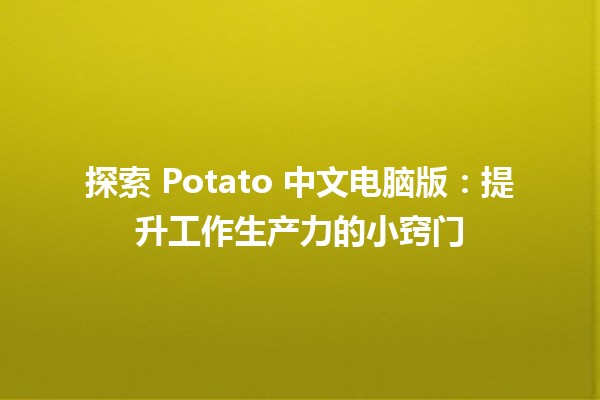 🌟 探索 Potato 中文电脑版：提升工作生产力的小窍门