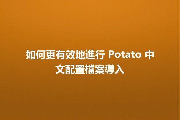 如何更有效地進行 Potato 中文配置檔案導入 🥔📂