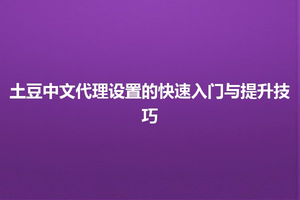 🚀 土豆中文代理设置的快速入门与提升技巧