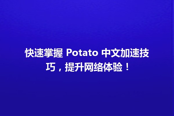 🚀 快速掌握 Potato 中文加速技巧，提升网络体验！