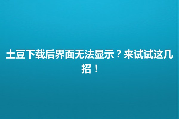 土豆下载后界面无法显示？来试试这几招！🛠️💡