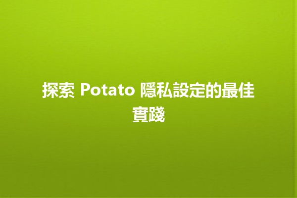 🚀 探索 Potato 隱私設定的最佳實踐 🥔