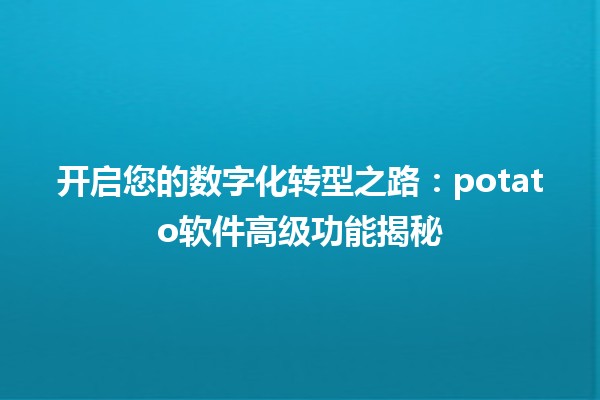 💻 开启您的数字化转型之路：potato软件高级功能揭秘 🥔