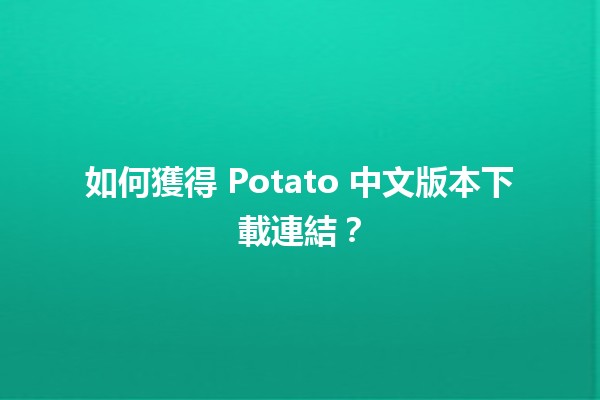 🎮 如何獲得 Potato 中文版本下載連結？