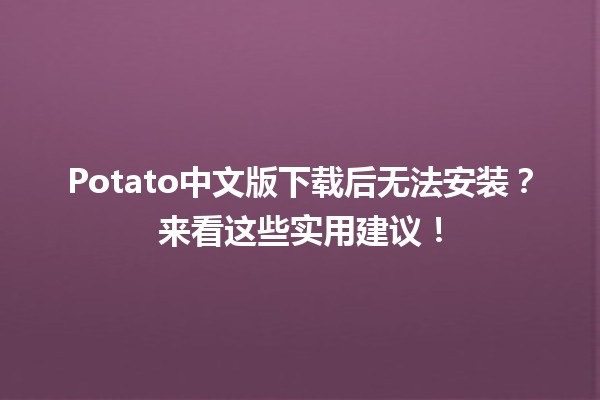 Potato中文版下载后无法安装？来看这些实用建议！🛠️💡