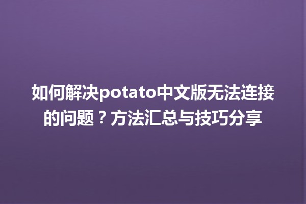 🎮 如何解决potato中文版无法连接的问题？方法汇总与技巧分享🌟