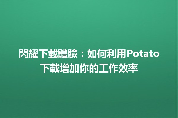 閃耀下載體驗：如何利用Potato下載增加你的工作效率🚀