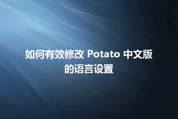 如何有效修改 Potato 中文版的语言设置 🌐🛠️