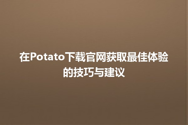 🍟 在Potato下载官网获取最佳体验的技巧与建议