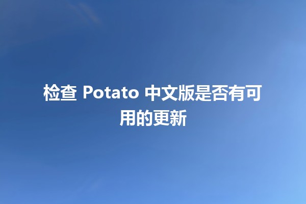 检查 Potato 中文版是否有可用的更新 🥔✨