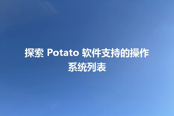 🎮 探索 Potato 软件支持的操作系统列表 🌟