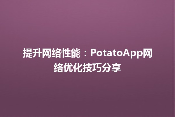 🚀 提升网络性能：PotatoApp网络优化技巧分享 🌟