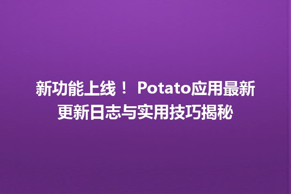 新功能上线！🍟 Potato应用最新更新日志与实用技巧揭秘