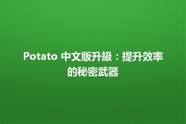 Potato 中文版升級：提升效率的秘密武器 🥔✨