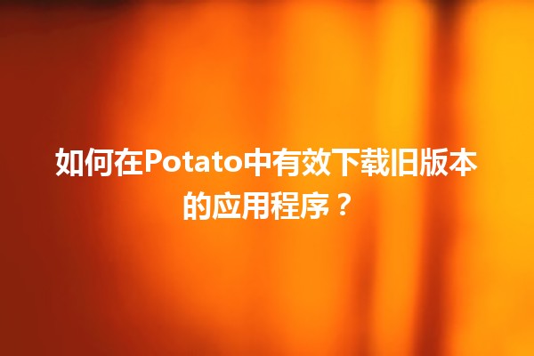 🎮 如何在Potato中有效下载旧版本的应用程序？