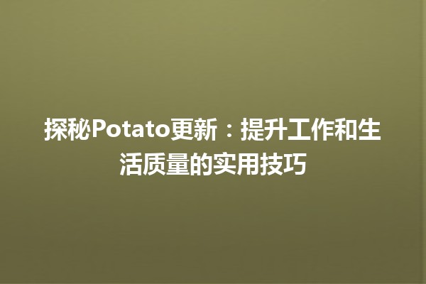 🚀 探秘🌟Potato更新：提升工作和生活质量的实用技巧