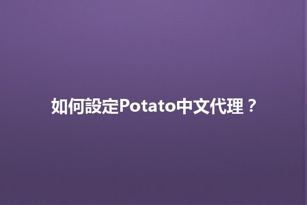 如何設定Potato中文代理？🚀🌐