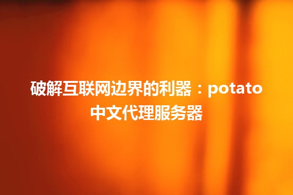 破解互联网边界的利器：potato中文代理服务器⚡️✨