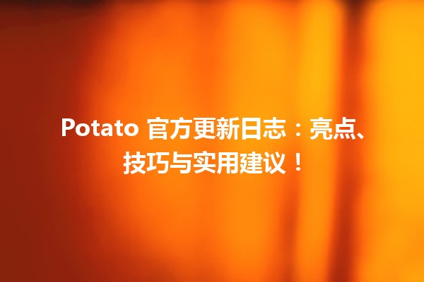 📢 Potato 官方更新日志：亮点、技巧与实用建议！