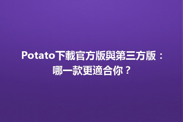 🤔 Potato下載官方版與第三方版：哪一款更適合你？