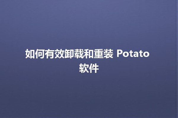 如何有效卸载和重装 Potato 软件 🥔💻