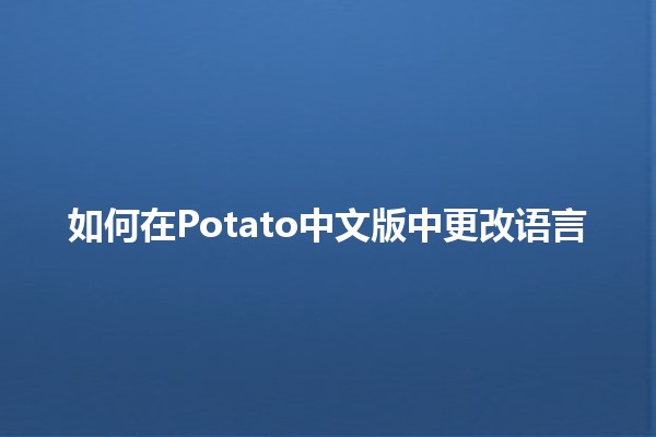 如何在Potato中文版中更改语言🌍✨