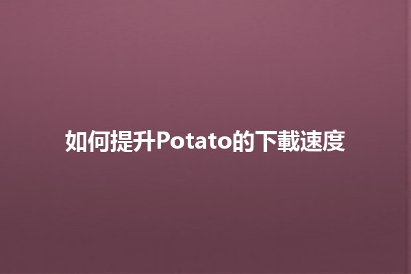 📥 如何提升Potato的下載速度🏎️