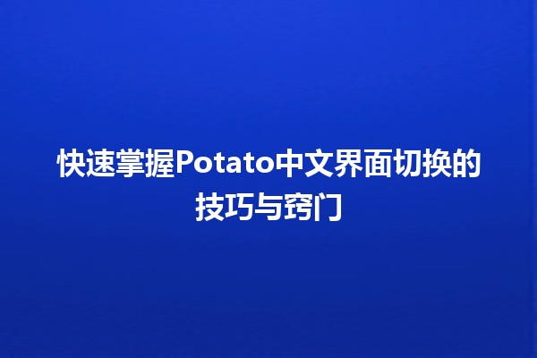 🎉 快速掌握Potato中文界面切换的技巧与窍门