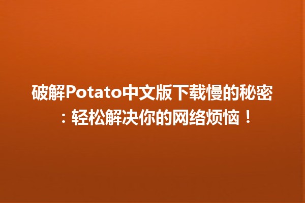 📥 破解Potato中文版下载慢的秘密：轻松解决你的网络烦恼！