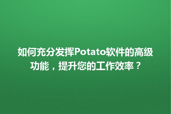 🎉 如何充分发挥Potato软件的高级功能，提升您的工作效率？