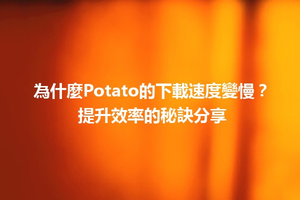 為什麼Potato的下載速度變慢？🤔 提升效率的秘訣分享