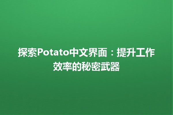 🌟 探索Potato中文界面：提升工作效率的秘密武器💡