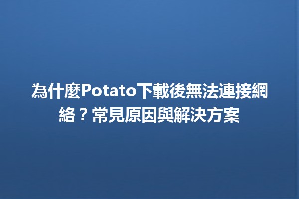 📡 為什麼Potato下載後無法連接網絡？常見原因與解決方案