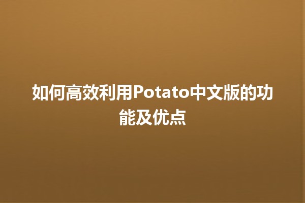 🍟 如何高效利用Potato中文版的功能及优点💡