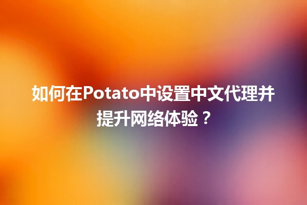 📡 如何在Potato中设置中文代理并提升网络体验？