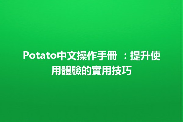 Potato中文操作手冊 🥔✨：提升使用體驗的實用技巧