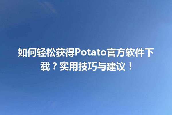 🚀 如何轻松获得Potato官方软件下载？实用技巧与建议！