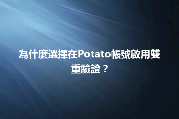 為什麼選擇在Potato帳號啟用雙重驗證？🔐🌐