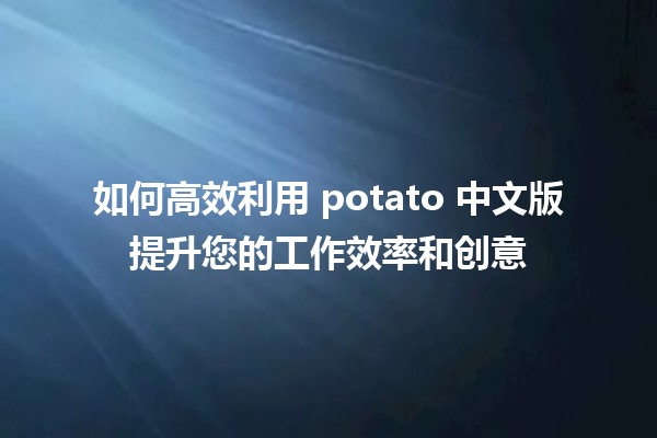 如何高效利用 potato 中文版提升您的工作效率和创意✨