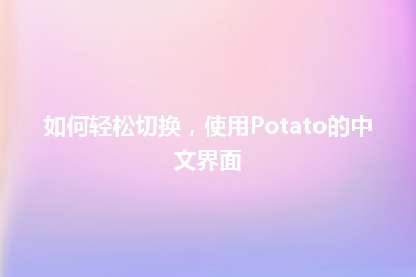 如何轻松切换，使用Potato的中文界面 🌟