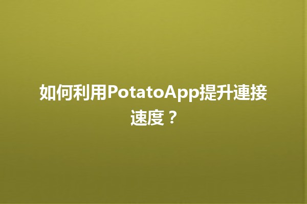 ⭐️ 如何利用PotatoApp提升連接速度？🕹️