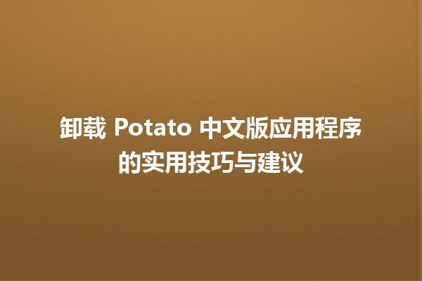 卸载 Potato 中文版应用程序的实用技巧与建议 📱💡